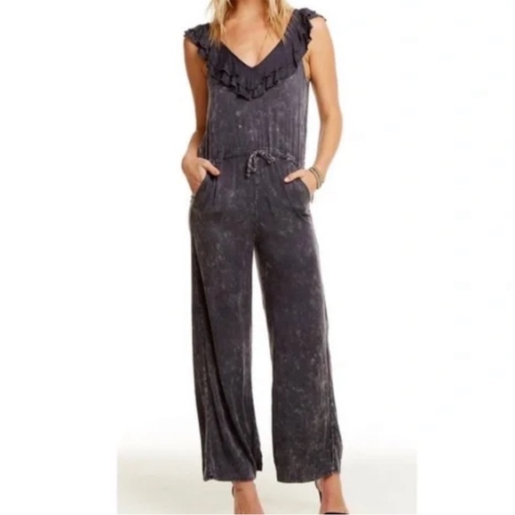 Chaser Ruffle Sleeve Jumpsuit Vintage Black - Picture 2 of 8